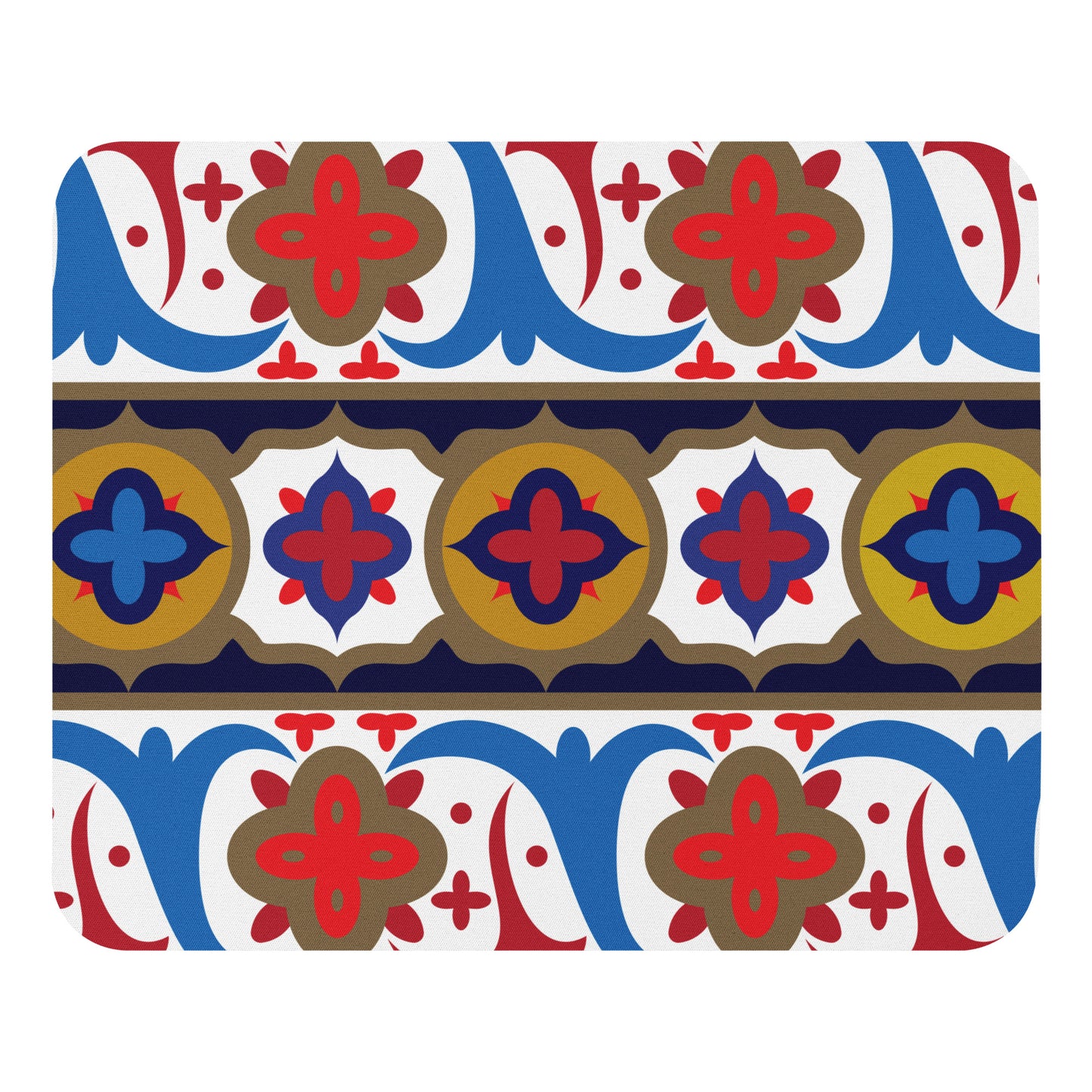 Vintage Ottoman Decorations Pattern In Gold Ochre Ruby Red And Azure - Mouse pad - by Craitza©