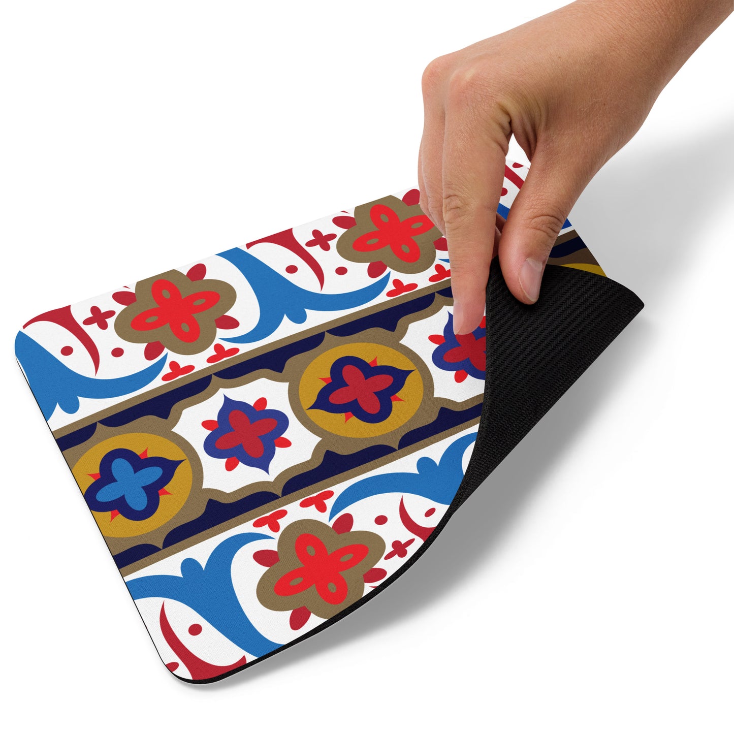 Vintage Ottoman Decorations Pattern In Gold Ochre Ruby Red And Azure - Mouse pad - by Craitza©