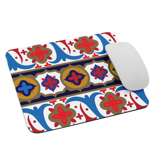 Vintage Ottoman Decorations Pattern In Gold Ochre Ruby Red And Azure - Mouse pad - by Craitza©