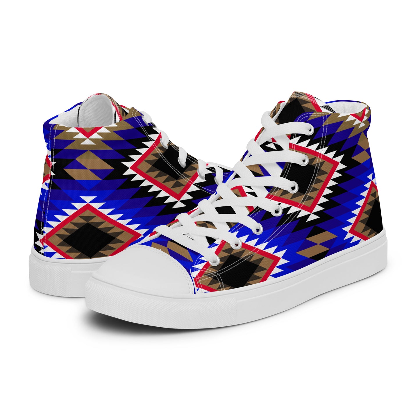 Diamonds Blue Mood Sadu Patterns - Women’s high top canvas shoes by Craitza©